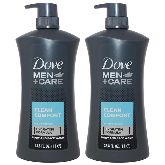 Dove Men Body Wash Clean Comfort 1 Liter (33.8 Oz) - Pack of 2