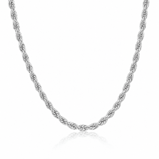 Men's 925 Sterling Silver Rope Chain Necklace – 2.3mm, 18 Inch – Made in Italy – Italian Sterling Silver Jewelry for Men